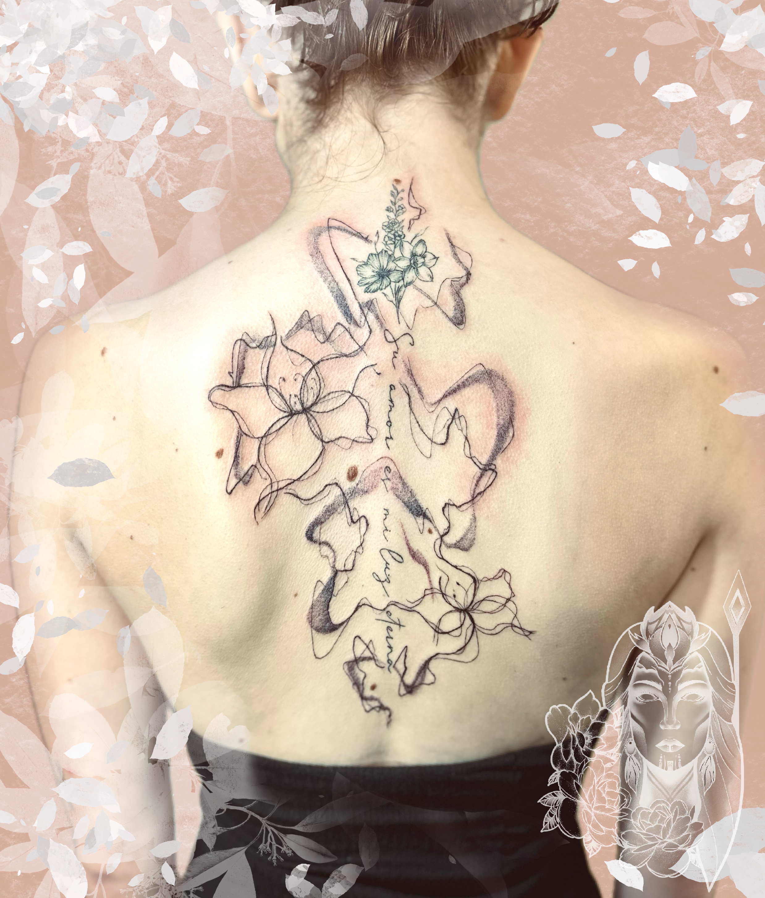 tatouage cuisse fleurie– Inkaat
