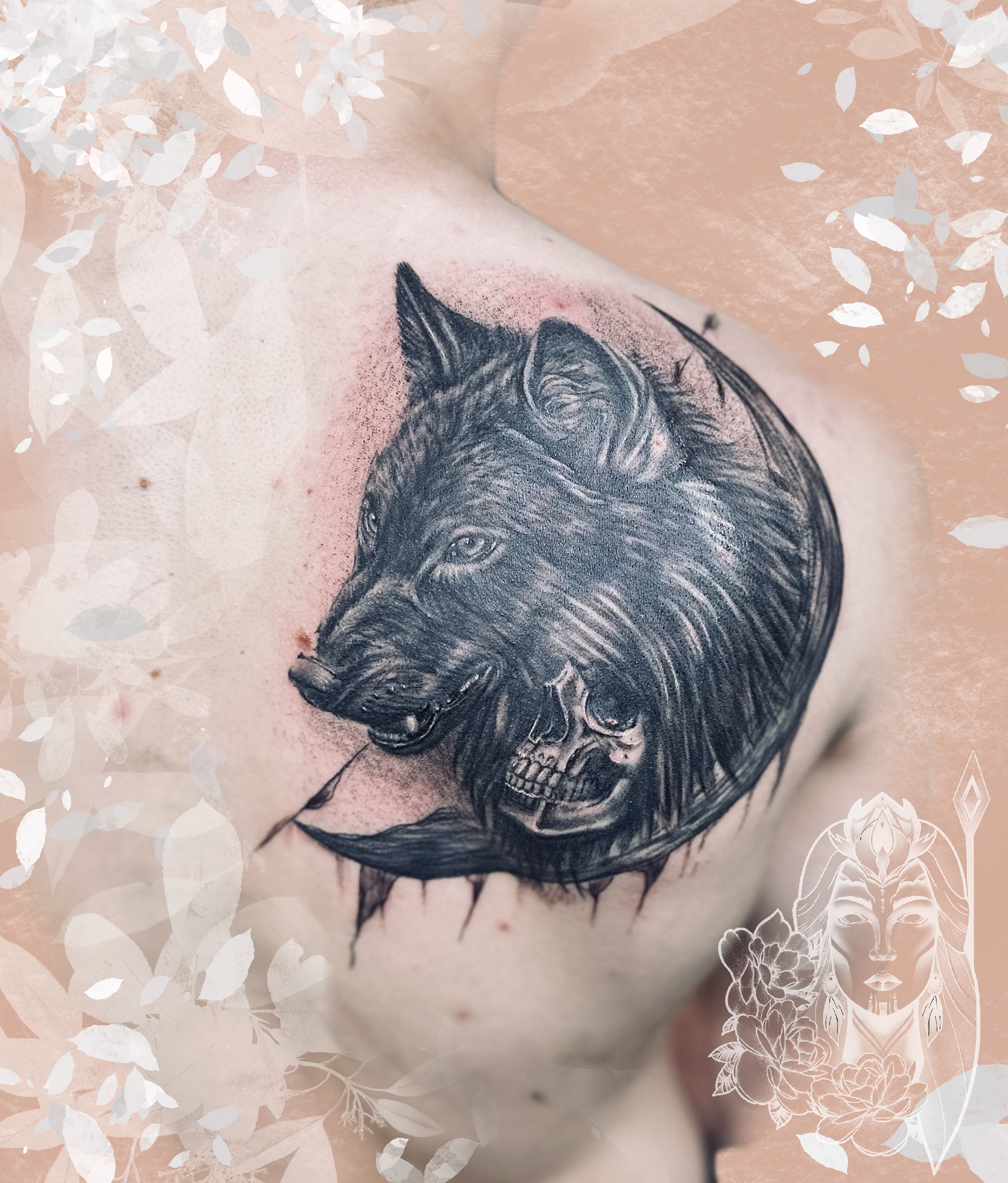 tatouage loup et crane– Inkaat