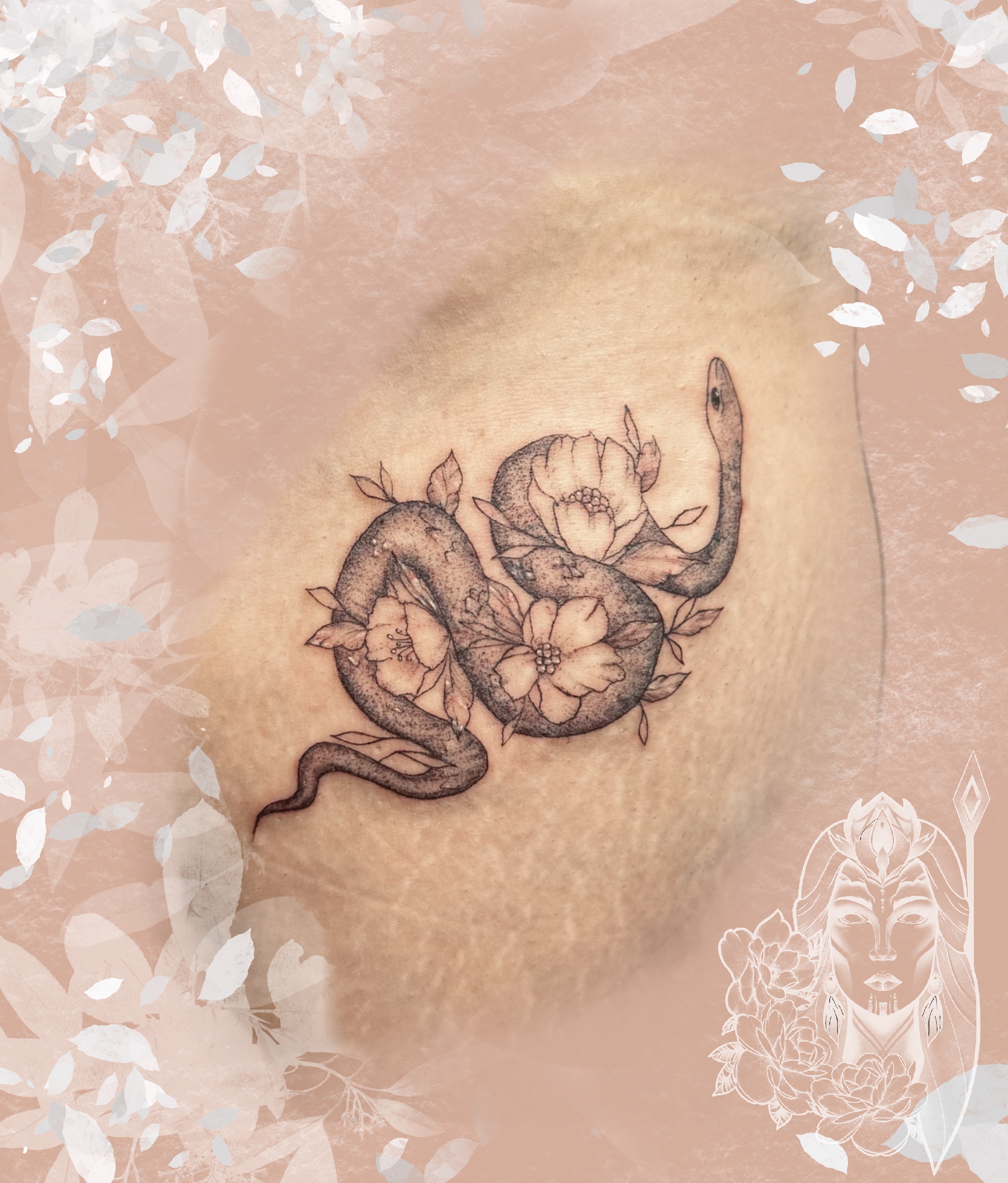 tatouage serpent et fleurs– Inkaat